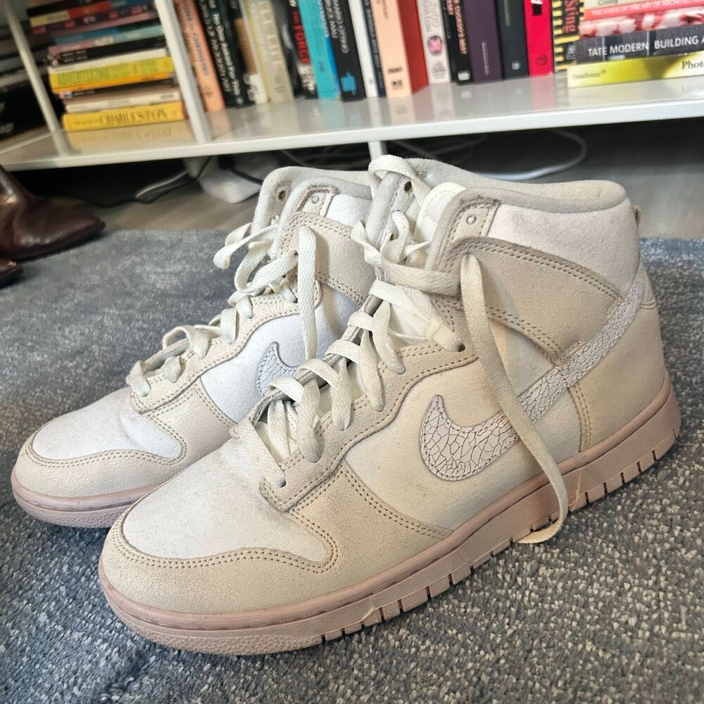 Nike Dunk Mid Light Bone/Cream Suede Sneakers - Size 10 - Basketball Inspired